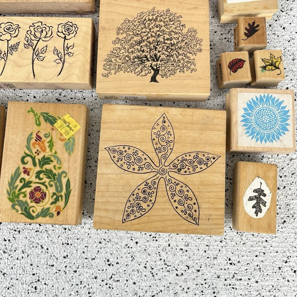 Vintage Rubber Stamp Lot 26 Pc Flowers‎ Trees Leaves Floral Crafting Paper Art